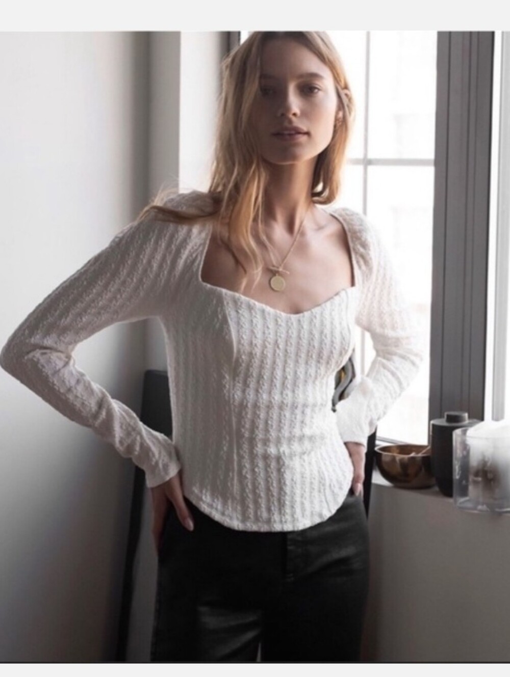Free People Brittany Sweetheart Knit Top